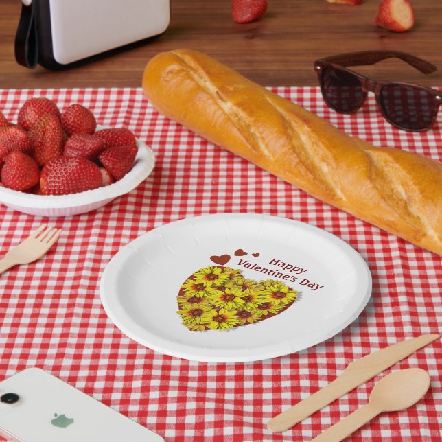 Sunflower Heart Paper Plate Pappteller (Picknick)