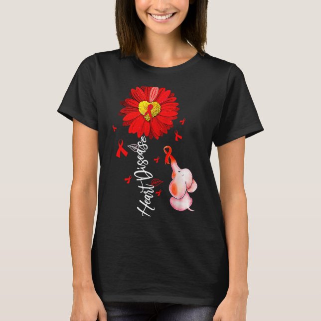 Sunflower Heart Warrior Red Elephant Heart Disease T-Shirt (Vorderseite)
