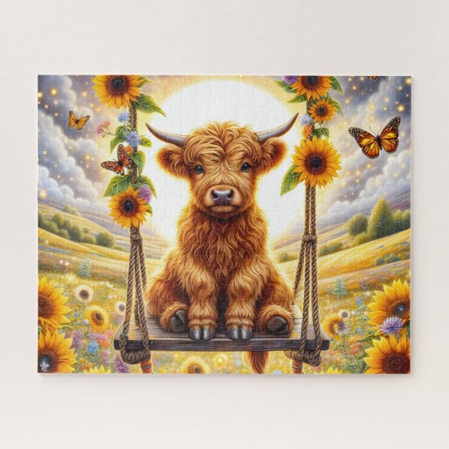 Sunflower Highland Cow Puzzle (Horizontal)