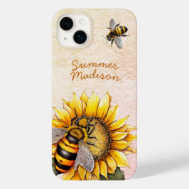 Sunflower Honey Bees Summer Floral Script Name Case-Mate iPhone 14 Plus Hülle