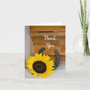 Sunflower Horseshoe Western Bridesmaid Thank You Dankeskarte