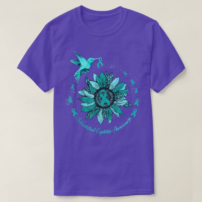 Sunflower Hummingbird Ribbon Interstitial Cystitis T-Shirt (Design vorne)