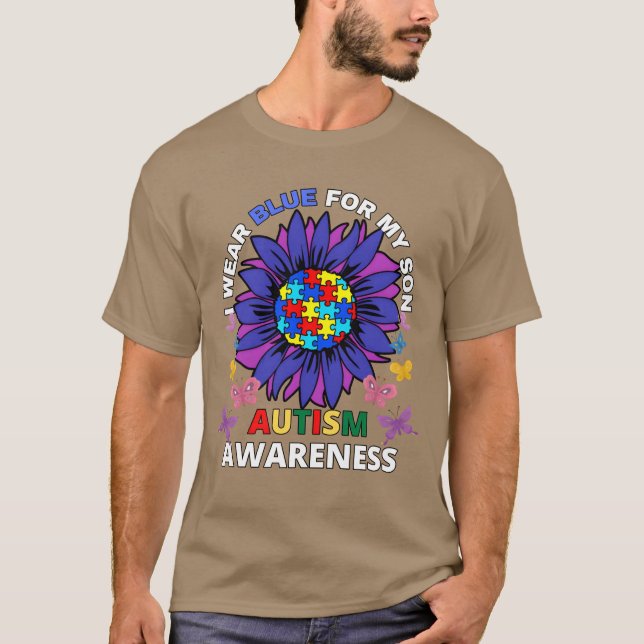 sunflower i wear blue for my son autism awareness  T-Shirt (Vorderseite)