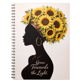 Sunflower Inspirational Black Woman Floral Journal Notizblock