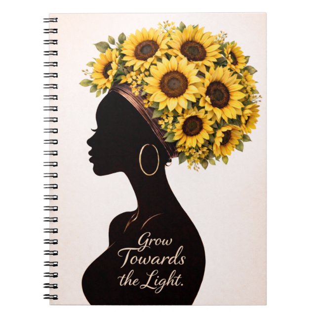 Sunflower Inspirational Black Woman Floral Journal Notizblock (Vorderseite)
