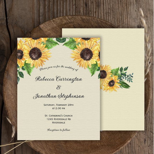 Sunflower Joy Boho Country Budget Hochzeit Einladu Flyer (Von Creator hochgeladen)