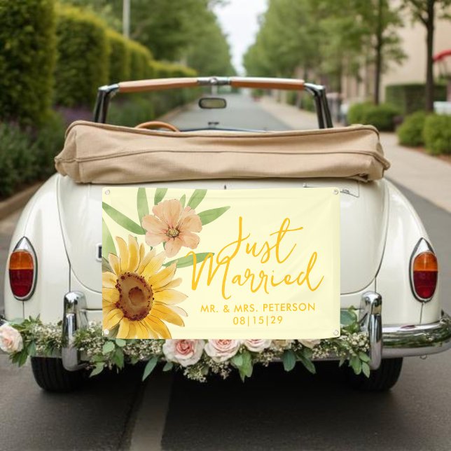 Sunflower Just Married Car Banner (Von Creator hochgeladen)