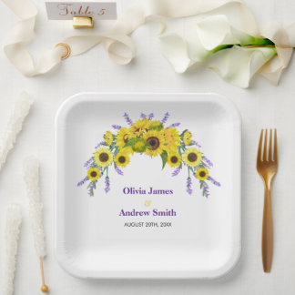 Sunflower & Lavender Vintage Floral Wedding Party  Pappteller