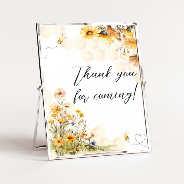 Sunflower Little Honey Danke, dass du gekommen bis Poster (Sunflower Little Honey Baby Shower Thank you for Coming Sign)