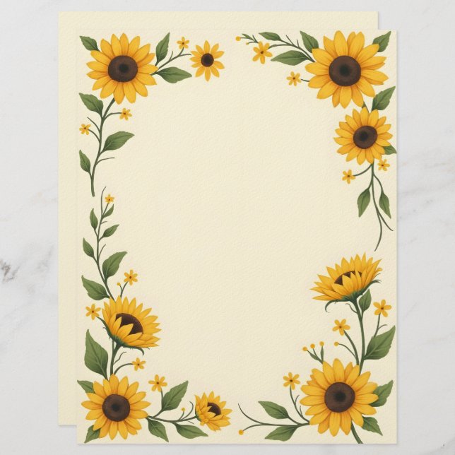 Sunflower Love Stationery Paper Briefbogen (Vorne/Hinten)