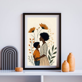  Sunflower Moments – Mother and Child Poster