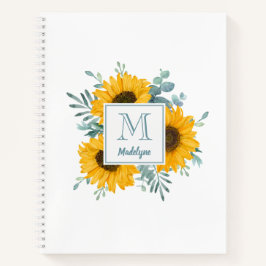 Sunflower Monogram Name Personalisiert Notebook Notizbuch