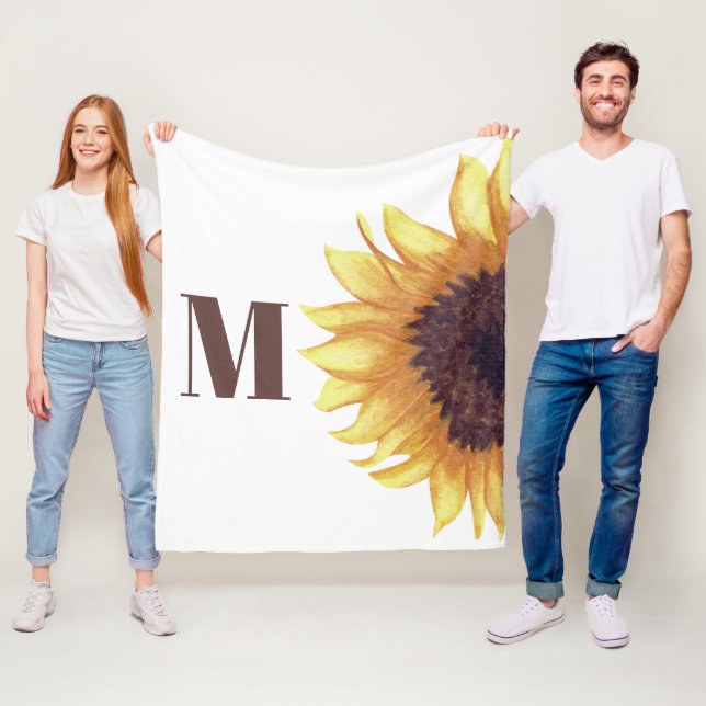 Sunflower Monogram White Fleecedecke (Beispiel)