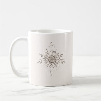 Sunflower Moon Line Art Kaffeetasse