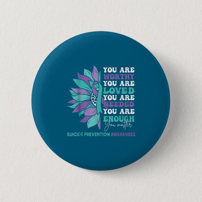 Sunflower Motivational Suprt Suicide Prevention Aw Button (Vorderseite)