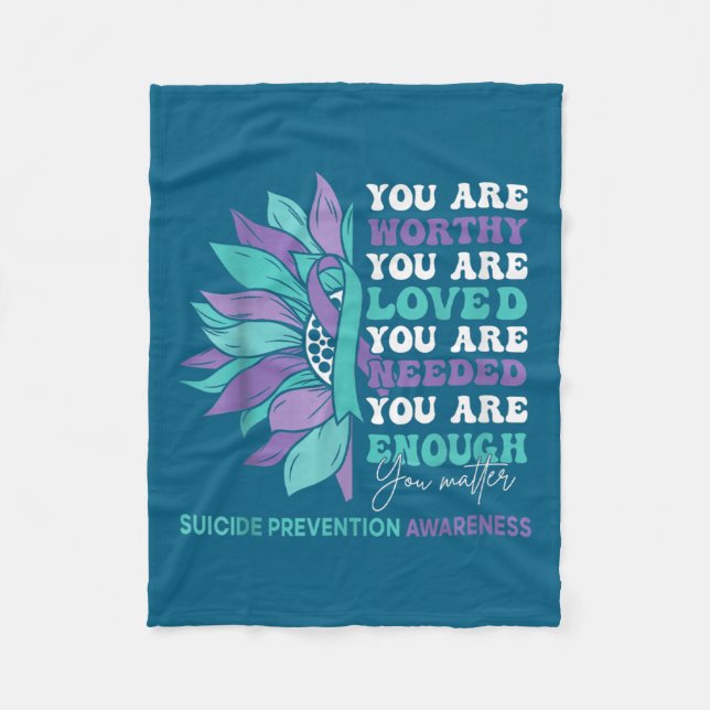 Sunflower Motivational Suprt Suicide Prevention Aw Fleecedecke (Vorderseite)