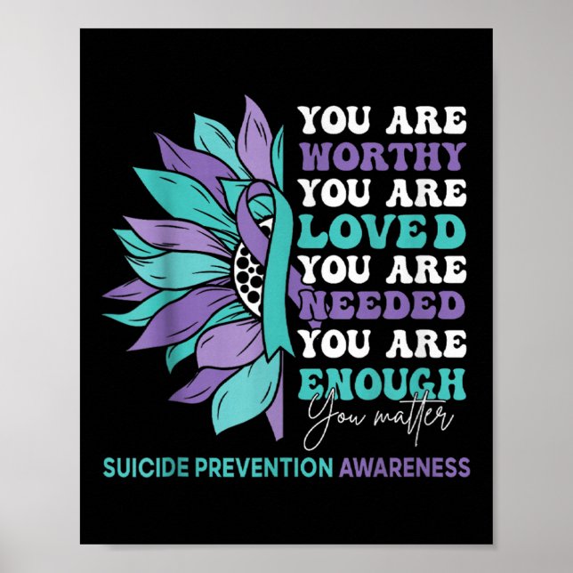 Sunflower Motivational Suprt Suicide Prevention Aw Poster (Vorne)