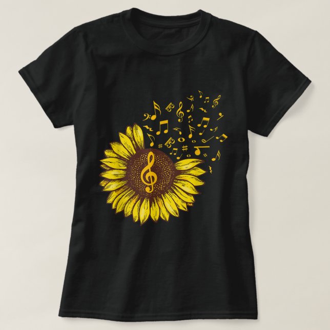 Sunflower Music Notes Art Design T-Shirt (Design vorne)