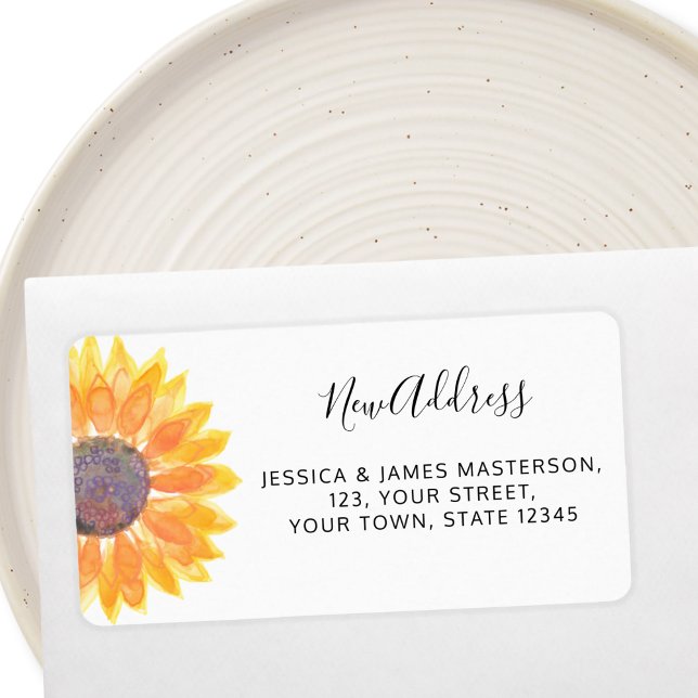 Sunflower New Zuhause Return Address Label Adressaufkleber (Von Creator hochgeladen)