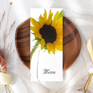 Sunflower on White Wedding Menu Menükarte
