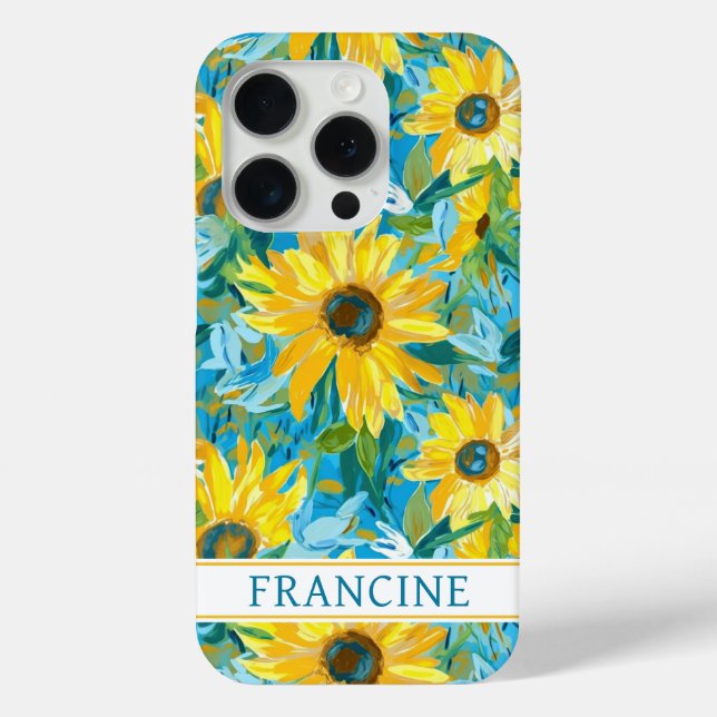 Sunflower Painting Monogrammed Case-Mate iPhone Hülle (Rückseite)