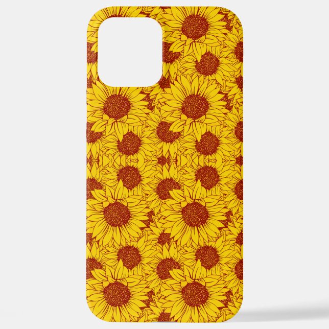 Sunflower Pattern – Bright Yellow Floral Aesthetic iPhone Hülle (Rückseite)