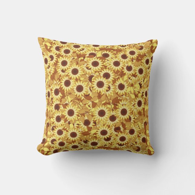 Sunflower Pattern, Gold, Yellow and Brown Kissen (Vorderseite)