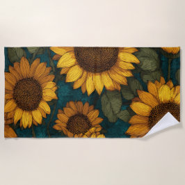 Sunflower Pattern – Summer Floral Strandtuch