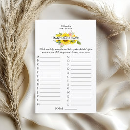 Sunflower pink flower Baby Shower Game Stationery