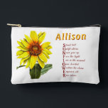 Sunflower Positive Encouragement Cosmetic Bag Zubehörtasche<br><div class="desc">This sunflower cosmetic bag is designed to remind you to carry kindness wherever you go. Replace any words on this cosmetic bag to reflect your own unique journey.</div>