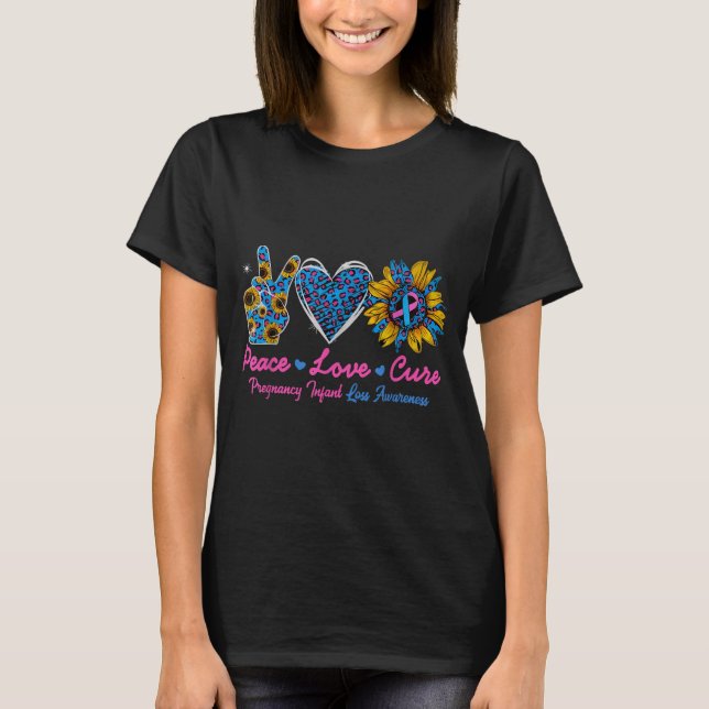 Sunflower Ribbon Pregnancy Infant Loss Awareness C T-Shirt (Vorderseite)