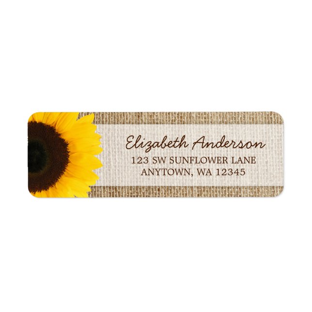 Sunflower Rustic Burlap Address Labels (Vorne)