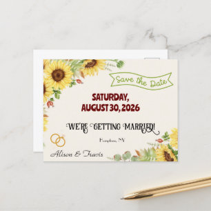 SUNFLOWER SAVE THE DATE POST-KARTE POSTKARTE