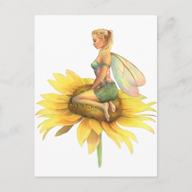 "Sunflower" Schöne Blume Fee von Schotte Howden Postkarte (Vorderseite)