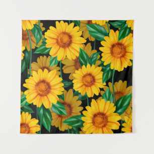 Sunflower seamless pattern. Background with yellow Wandteppich