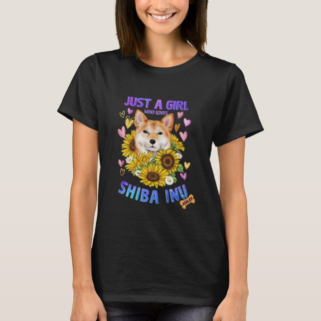 Sunflower Shiba Inu Girl Lieben Dog T-Shirt (Vorderseite)