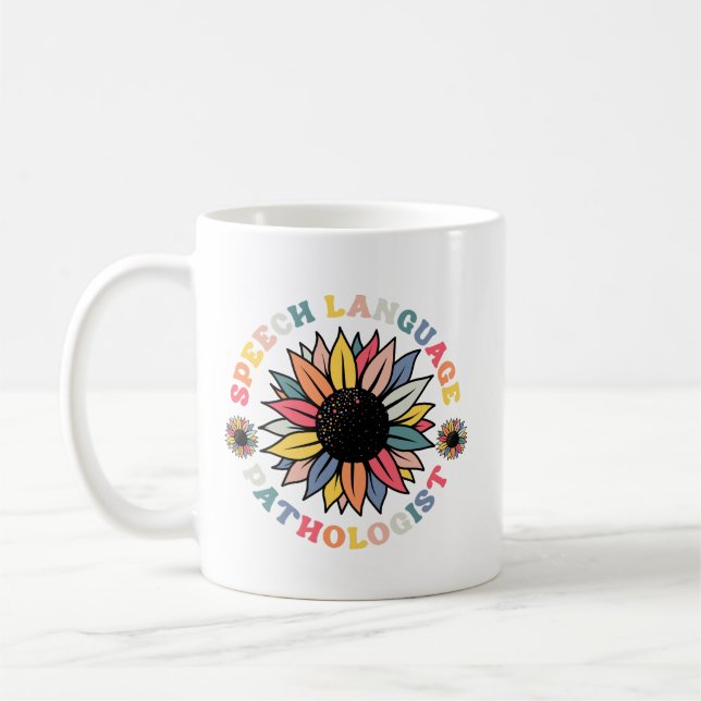 Sunflower SLP Speech Language Pathologist-Geschenk Kaffeetasse (Links)