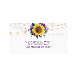 Sunflower String Light Lila Wedding RSVP-Adresse Adressaufkleber
