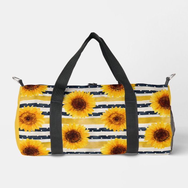 Sunflower Stripes Navy & Yellow  Duffle Bag (Vorderseite)