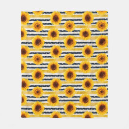 Sunflower Stripes Navy & Yellow  Fleecedecke