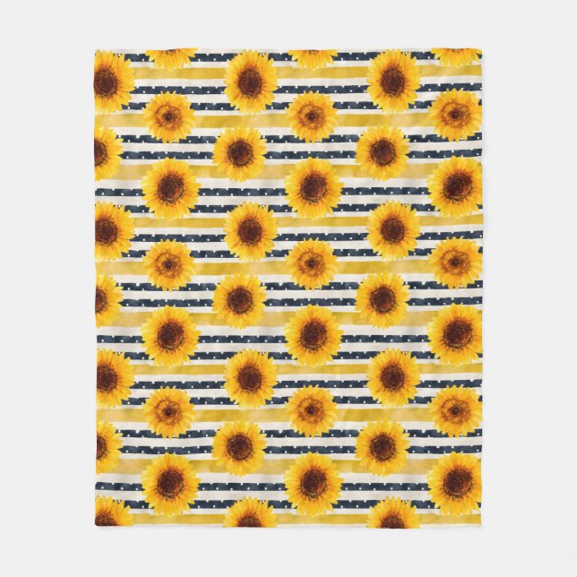 Sunflower Stripes Navy & Yellow  Fleecedecke (Vorderseite)