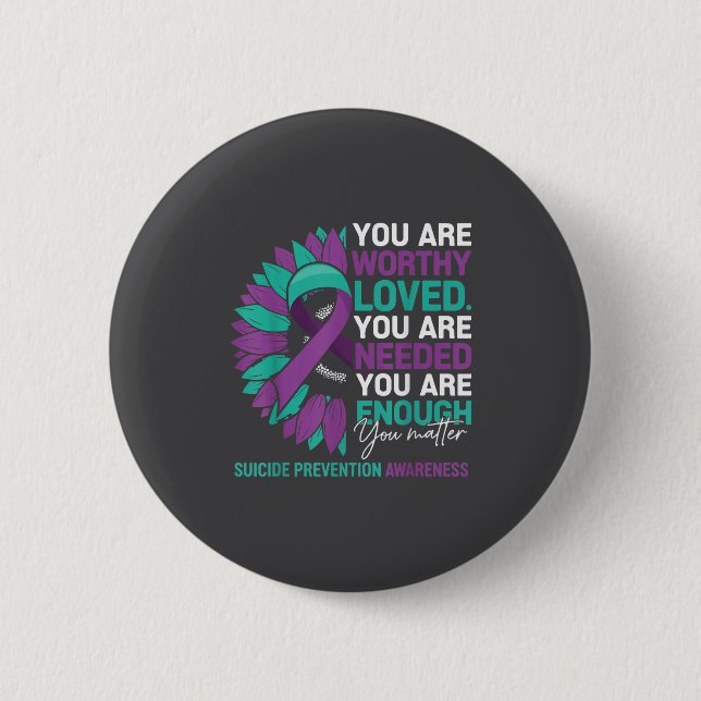 Sunflower Suicide Prevention Awareness Motivationa Button (Vorderseite)