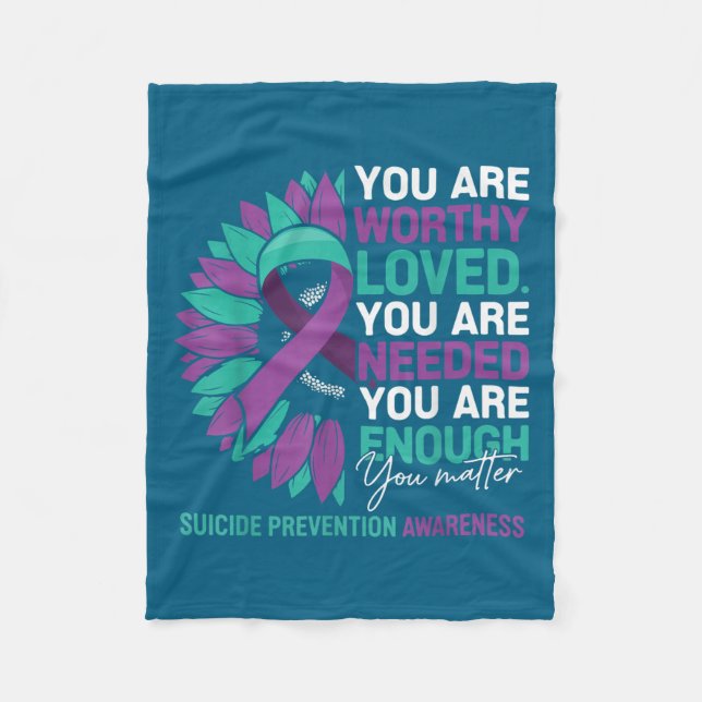 Sunflower Suicide Prevention Awareness Motivationa Fleecedecke (Vorderseite)