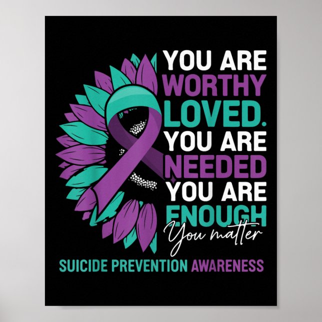 Sunflower Suicide Prevention Awareness Motivationa Poster (Vorne)