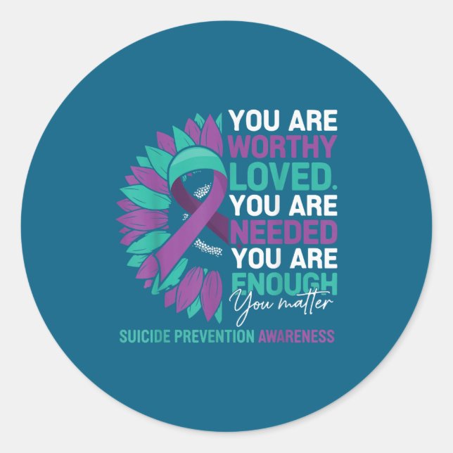 Sunflower Suicide Prevention Awareness Motivationa Runder Aufkleber (Vorderseite)
