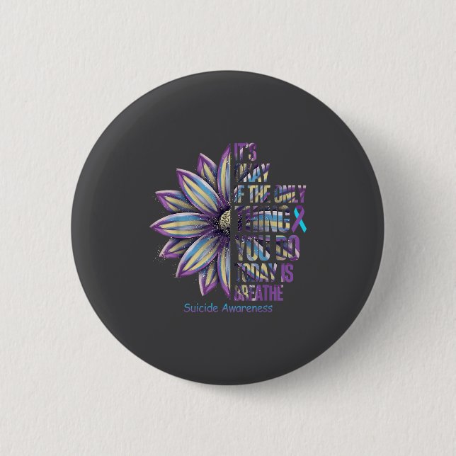 Sunflower Suicide Prevention Awareness Week Teal P Button (Vorderseite)