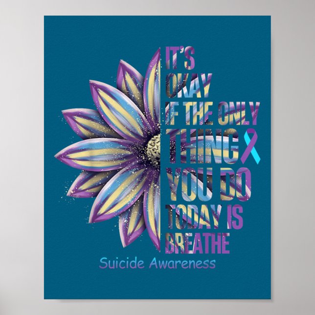 Sunflower Suicide Prevention Awareness Week Teal P Poster (Vorne)
