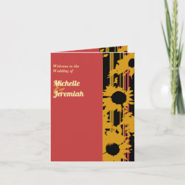 Sunflower Sunset Coral Gold Modern Wedding Karte