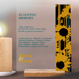 Sunflower Teal Blue Gold Modern Wedding Memorial  Acrylschild