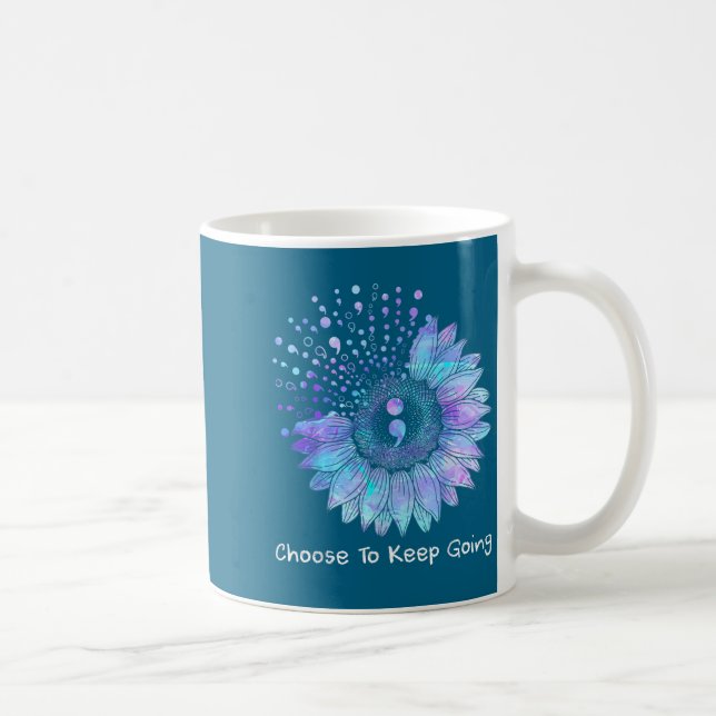 Sunflower Teal Purple Ribbon Suicide Prevention Aw Kaffeetasse (Rechts)